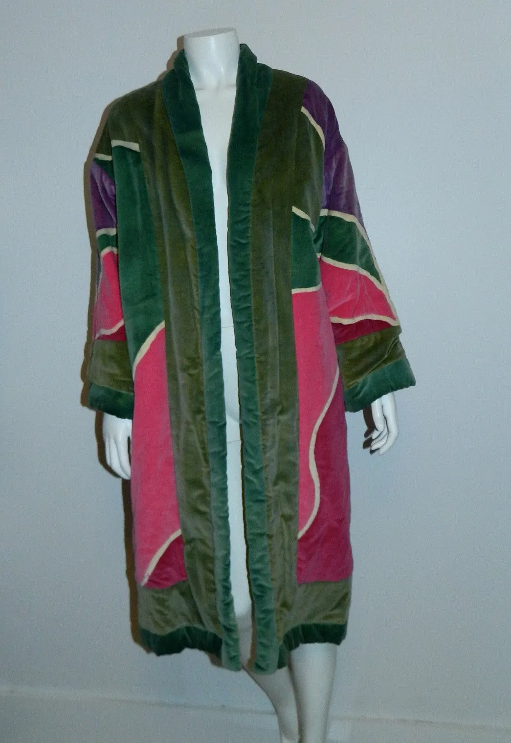 vintage 1970s velvet coat / reversible sleeping bag coat / kimono jacket artist OOAK