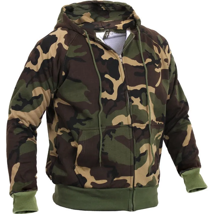 Woodland Camouflage - Thermal Lined Zipper Hooded Sweatshirt