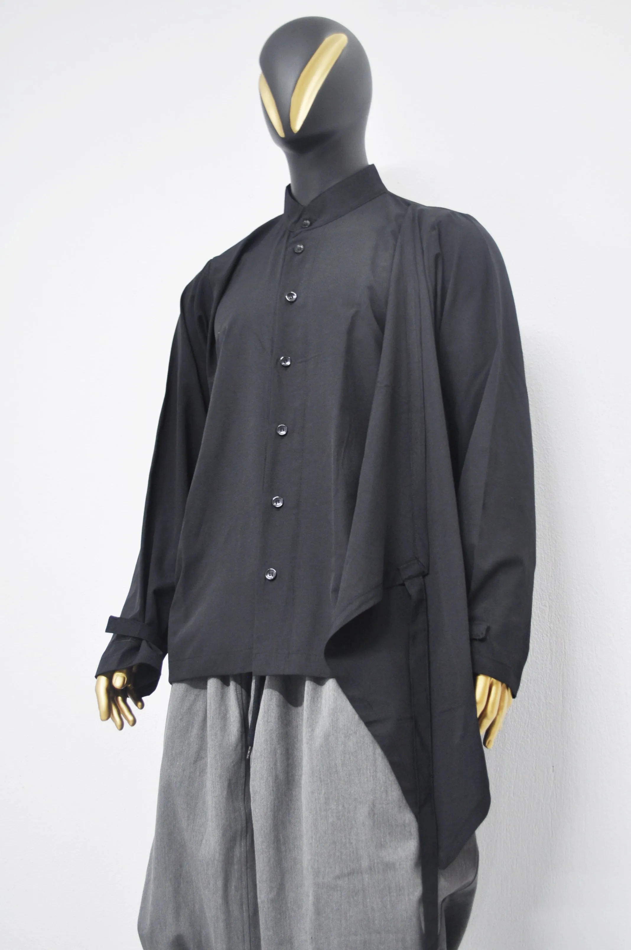 XS - 8XL Men's Kimono Shirt,Streetwear Harem Wrap Top,Asymmetrical Blouse, Avant Garde Long Sleeve Shirt,Futuristic Clothing-BB864