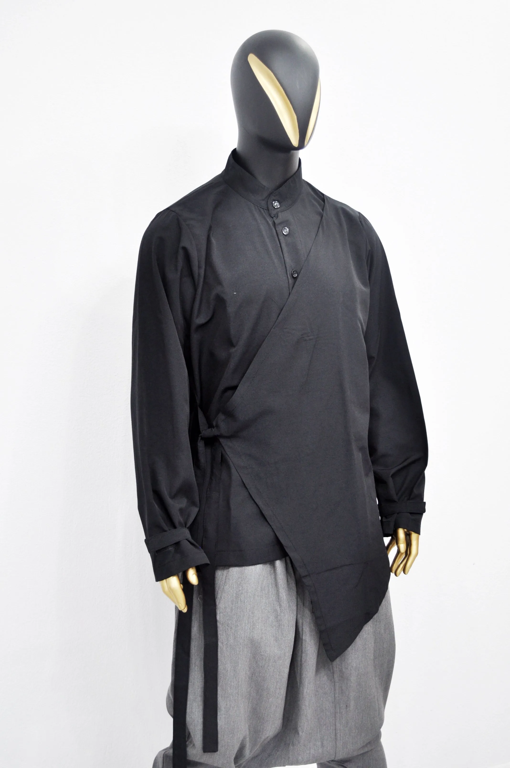 XS - 8XL Men's Kimono Shirt,Streetwear Harem Wrap Top,Asymmetrical Blouse, Avant Garde Long Sleeve Shirt,Futuristic Clothing-BB864